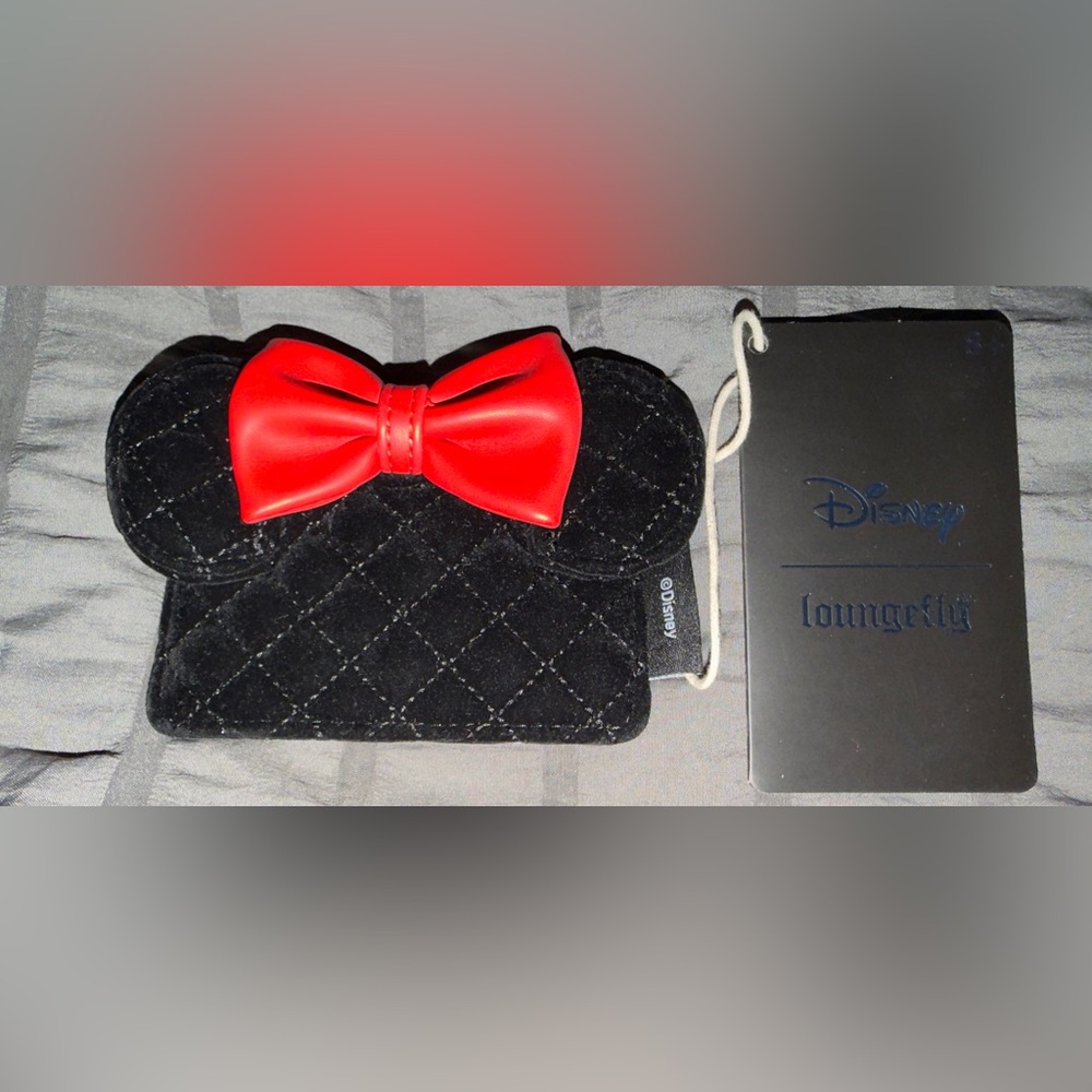 Disney Quilted Black Card Holder with Red Accent